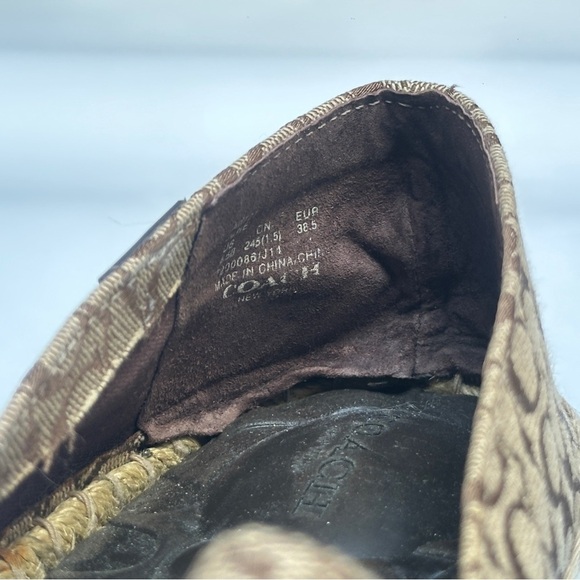 Coach Signature C Logo Brown Canvas Espadrille Flats Size 8.5B - Picture 6 of 12